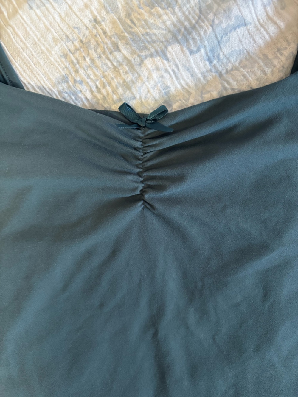 Girls' Dark Teal Ruched Tank Top - Picture 2 of 4